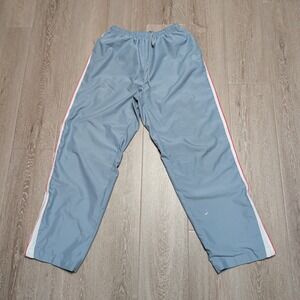 Vintage Wilson Track Pants Men L Light Blue Windbreaker Side Stripe Sporty Lined